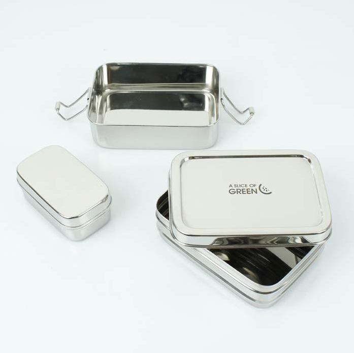 Two Tier Lunch Box with Mini Container - Life Before Plastik